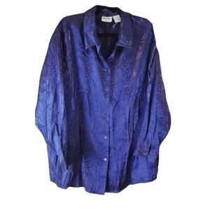 TR Bently PLUS Silky 20W dark deep purple Button up Blouse